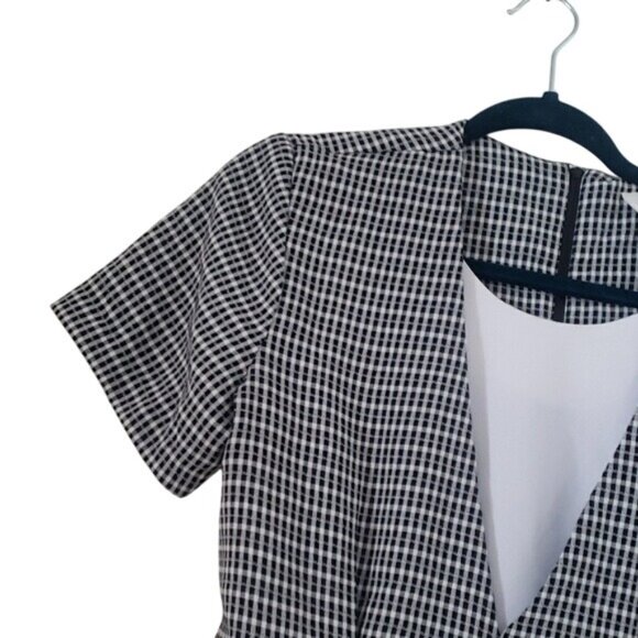 Vintage 90s Lisa Jo Plaid Layered Short Sleeve Dress Size 11/12 Academia Office - Picture 5 of 10